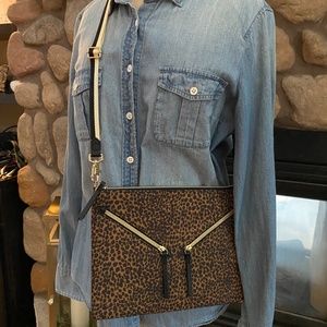 Stella & Dot Lady Boss Leopard Crossbody Bag With Strap NWOT